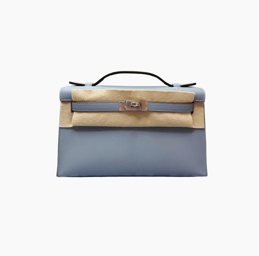 Kelly pochette blue lin phw swift
