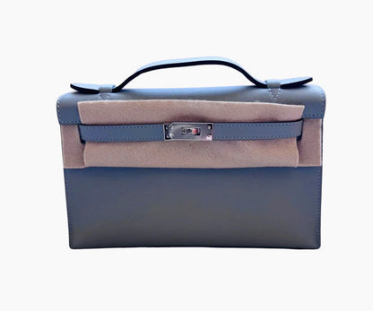Kelly pochette blue lin phw swift